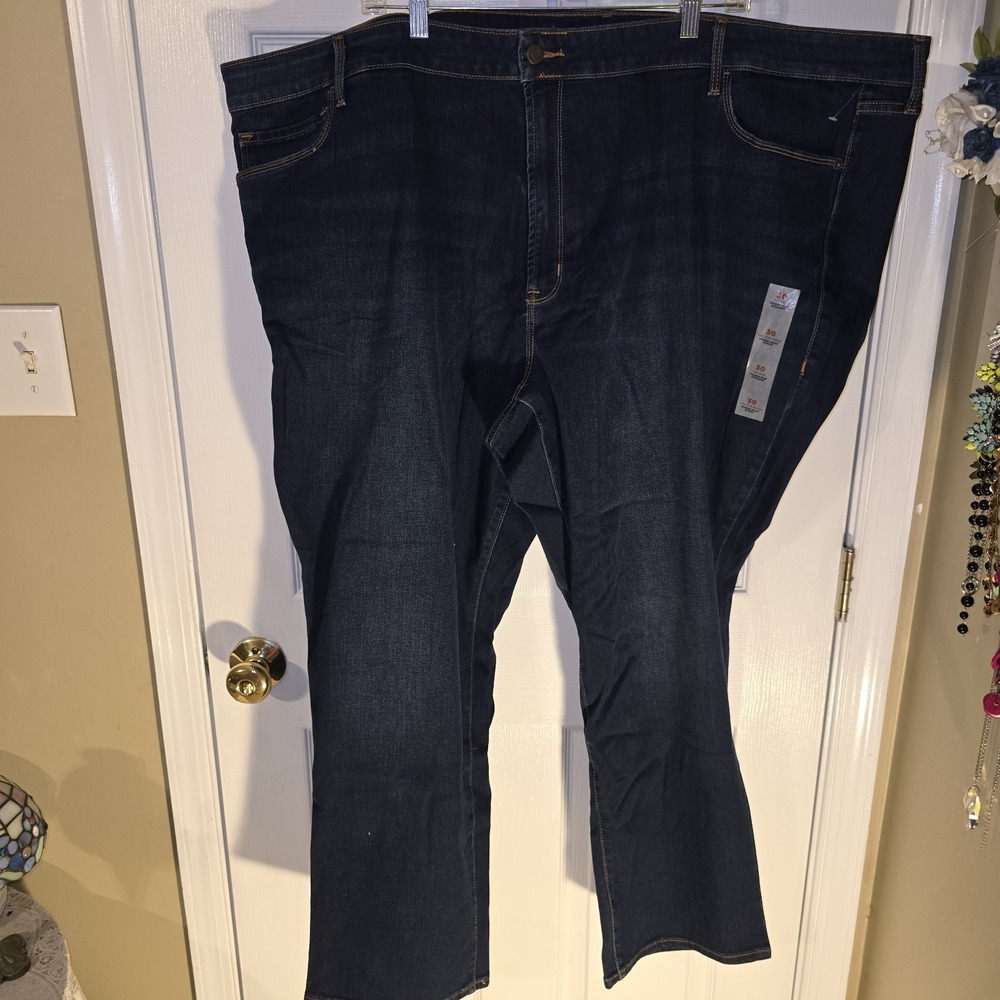 Old Navy Mid-Rise Power Slim Straight Dark Wash Jeans Womens Size 30‎